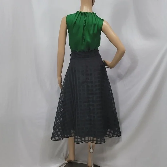 English Factory Red Plaid Organza Fit And Flare Holuday Skirt - Picture 6 of 15